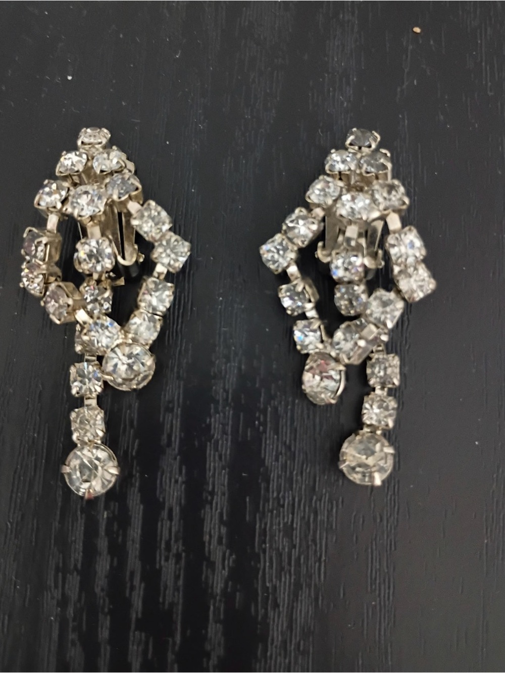 Crystal Drop Clip-On Earrings - Clear Sparkle